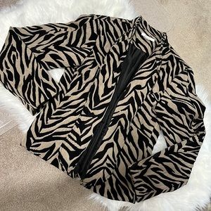 Erin London Black and Tan Zebra Jacket Size Petite Small